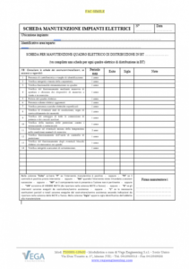 Scheda per la Manutenzione del Quadro Elettrico BT