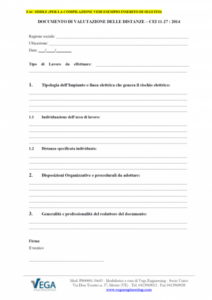 Documento di Valutazione delle Distanze per l’esecuzione in sicurezza dei lavori non elettrici secondo la norma CEI 11-27