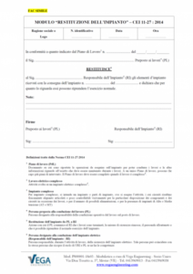 Modulo di Restituzione dell’Impianto