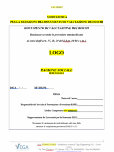 facsimile delle procedure standardizzate per la stesura del DVR