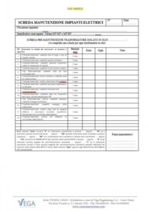 Schede di verifica trasformatore  MT/BT