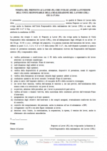 Lettera di Nomina del Preposto al Lavoro (PL) coincidente con URL (Unità Responsabile della Realizzazione del Lavoro) - CEI 11-27