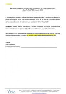 Check list censimento delle sorgenti di Radiazioni Ottiche Artificiali