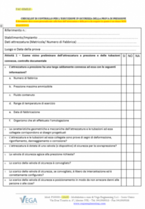 Checklist di controllo per l’esecuzione in sicurezza della prova di pressione